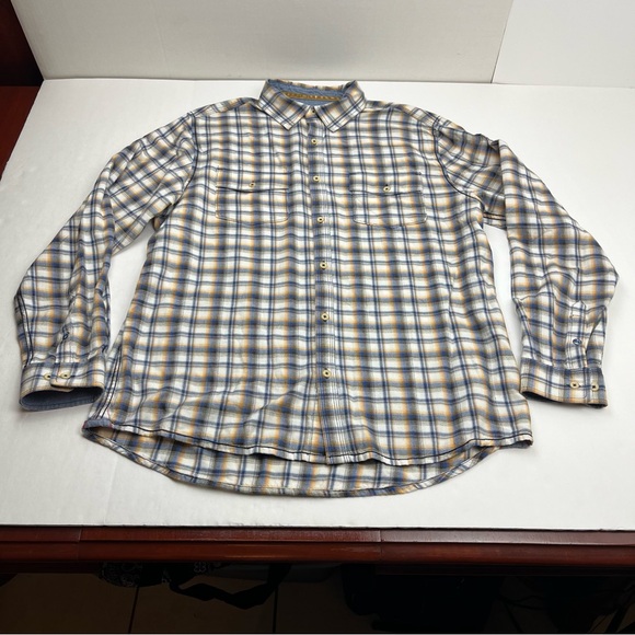 32 Bar Blues Other - 32 Bar Blues Mens Blue Yellow‎ Black White Plaid Long Sleeve Shirt Large *FLAWED